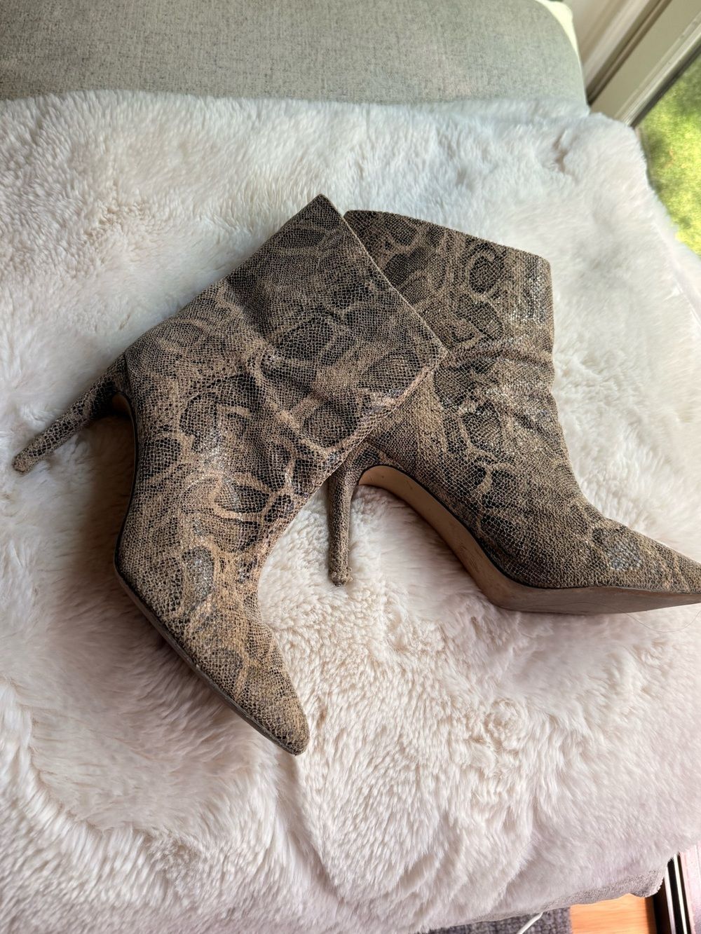 Snake print booties